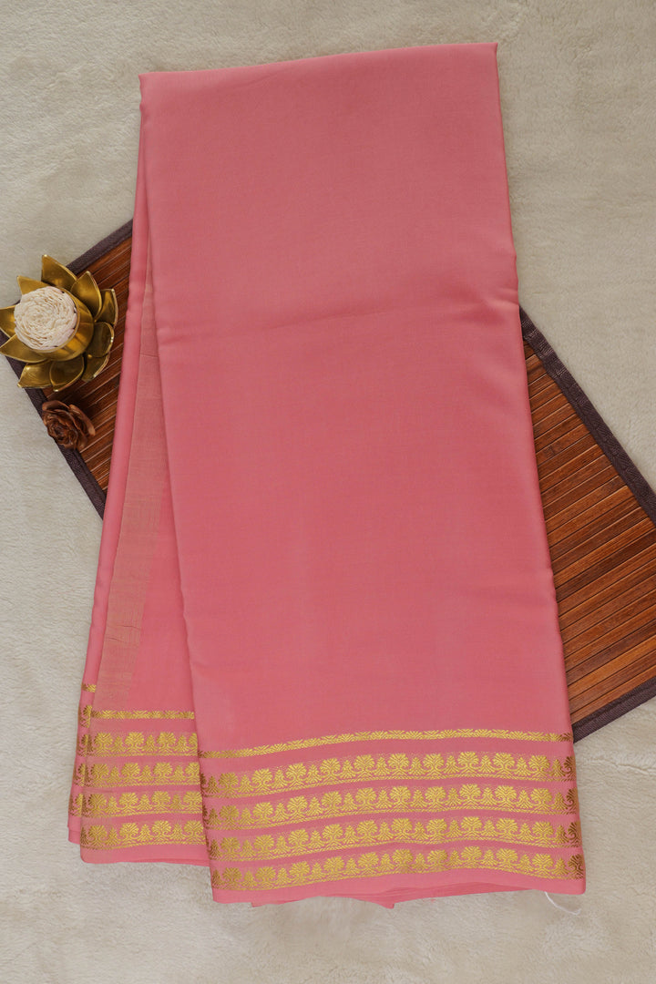 MYSORE SILK SAREES IN PINK WITH GOLD BORDER