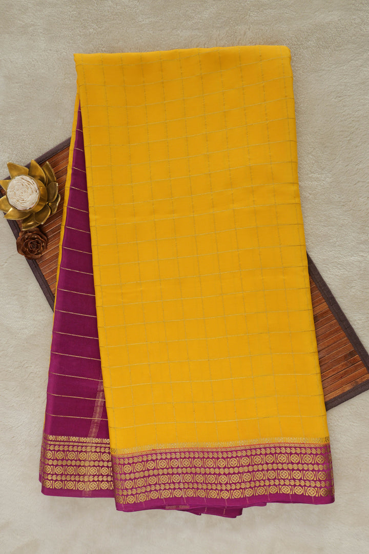 MYSORE SILK SAREES IN YELLOW WITH RANI PINK
