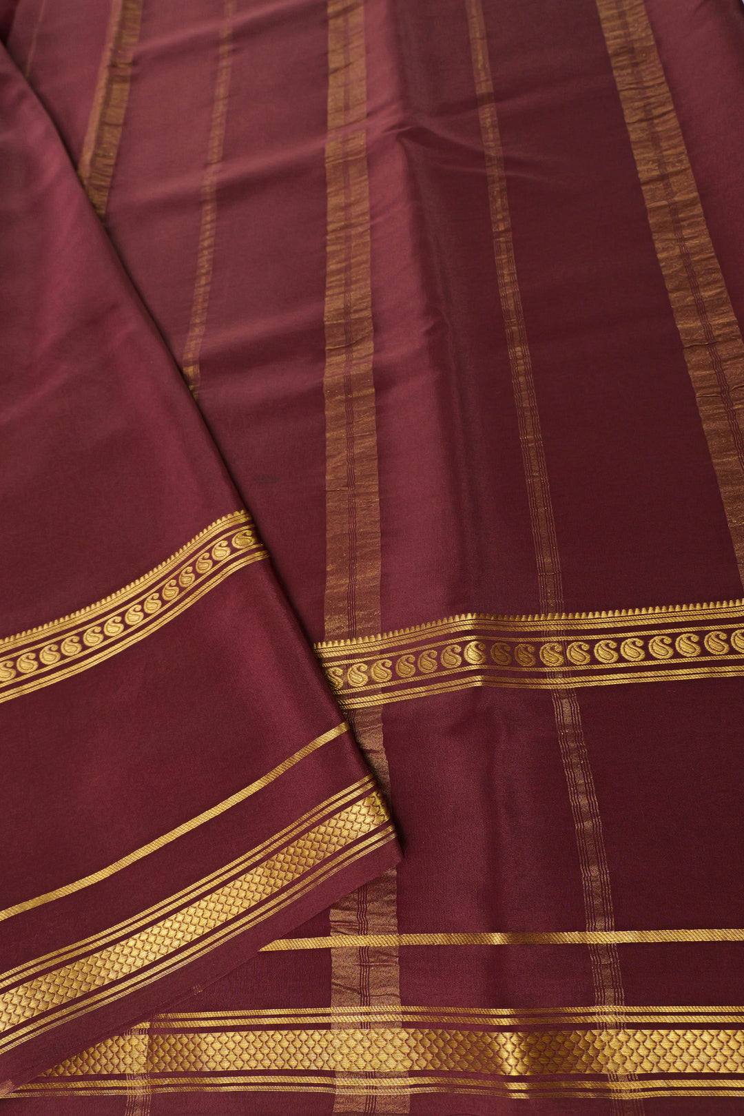 Maroon Color Contrast Blouse Peace gold lace mysore silk sarees