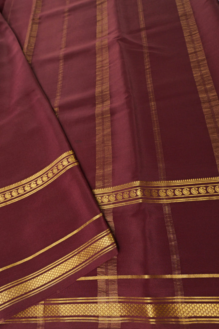 Maroon Color Contrast Blouse Peace gold lace mysore silk sarees