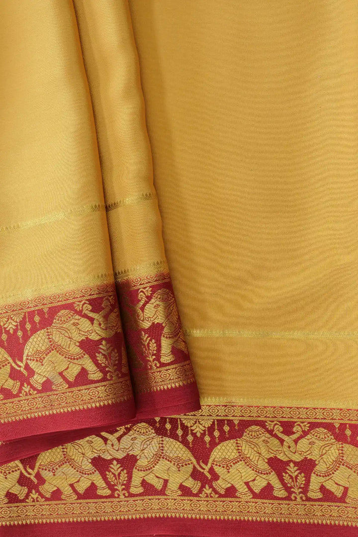 Maroon Color Contrast Border pure mysore crepe silk sarees