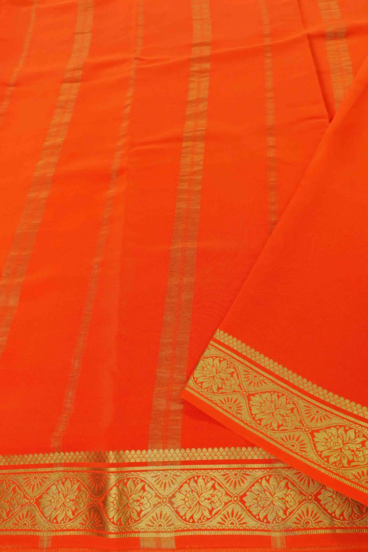 Maroon Mysore Silk Saree with gold detailing and matching pallu