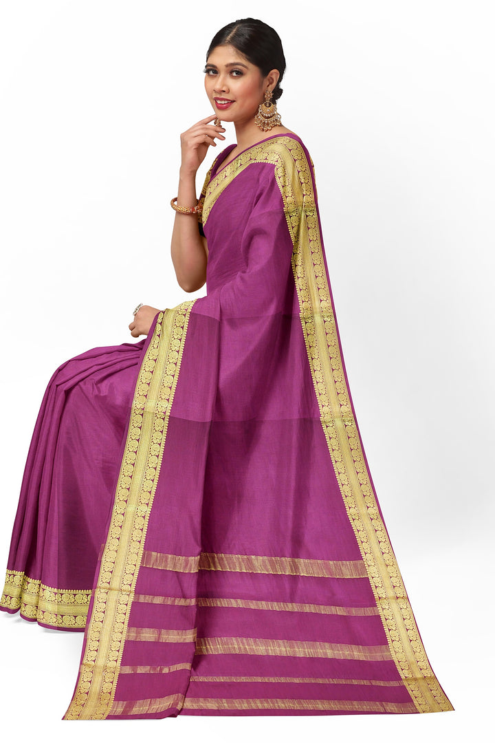 Wine Pure Mysore Crepe Silk  | SILK MARK CERTIFIED