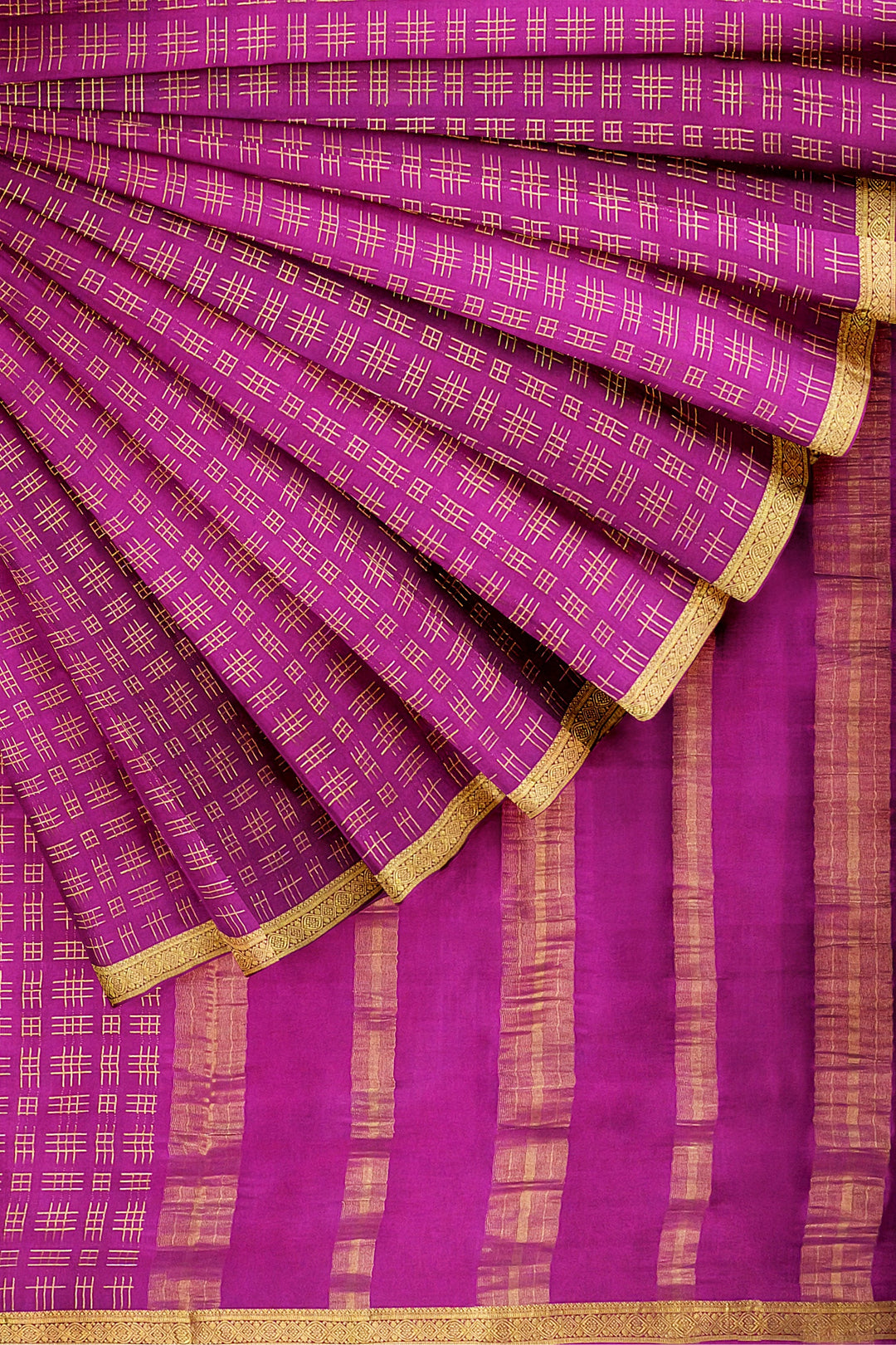 Purple Pure Mysore Crepe Silk Saree | SILK MARK CERTIFIED