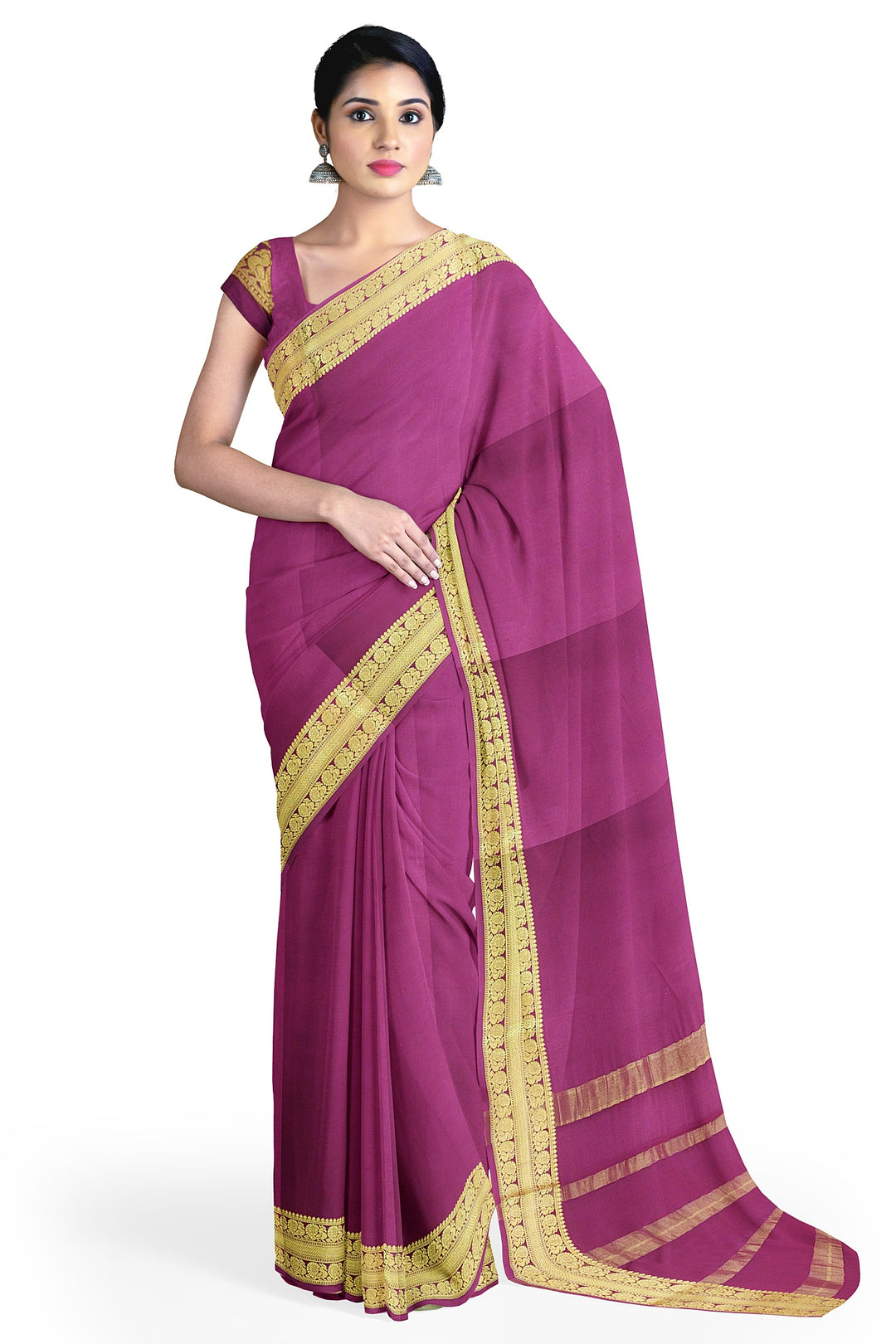 Wine Pure Mysore Crepe Silk  | SILK MARK CERTIFIED