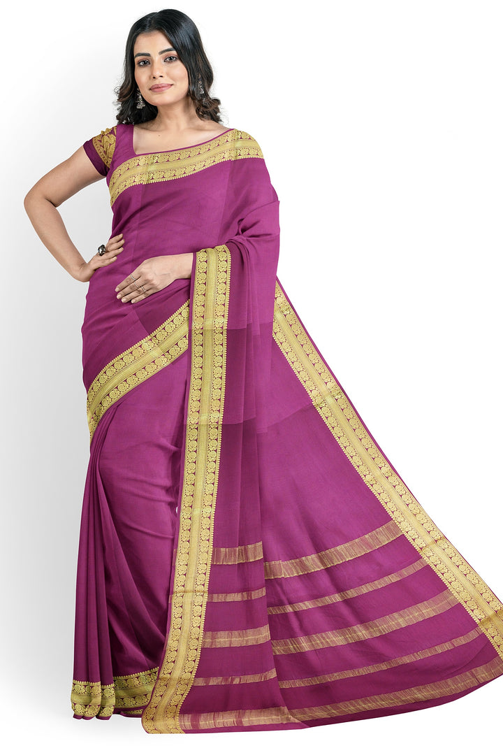 Wine Pure Mysore Crepe Silk  | SILK MARK CERTIFIED