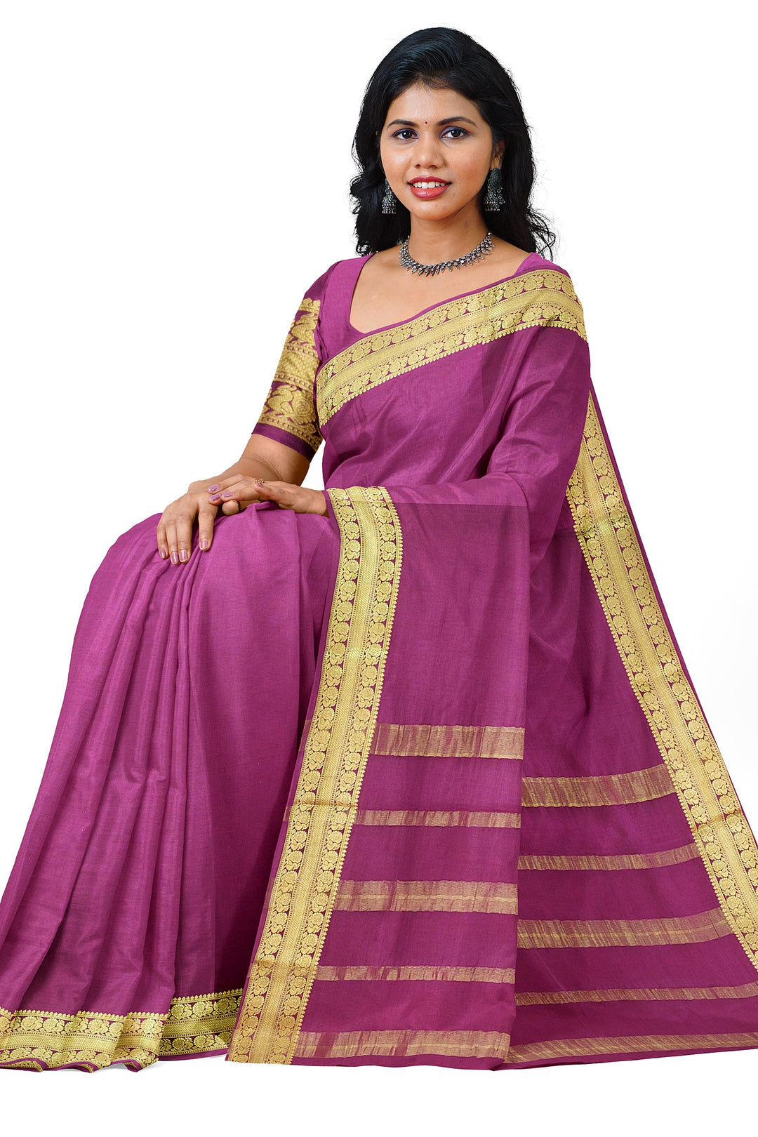 Wine Pure Mysore Crepe Silk  | SILK MARK CERTIFIED