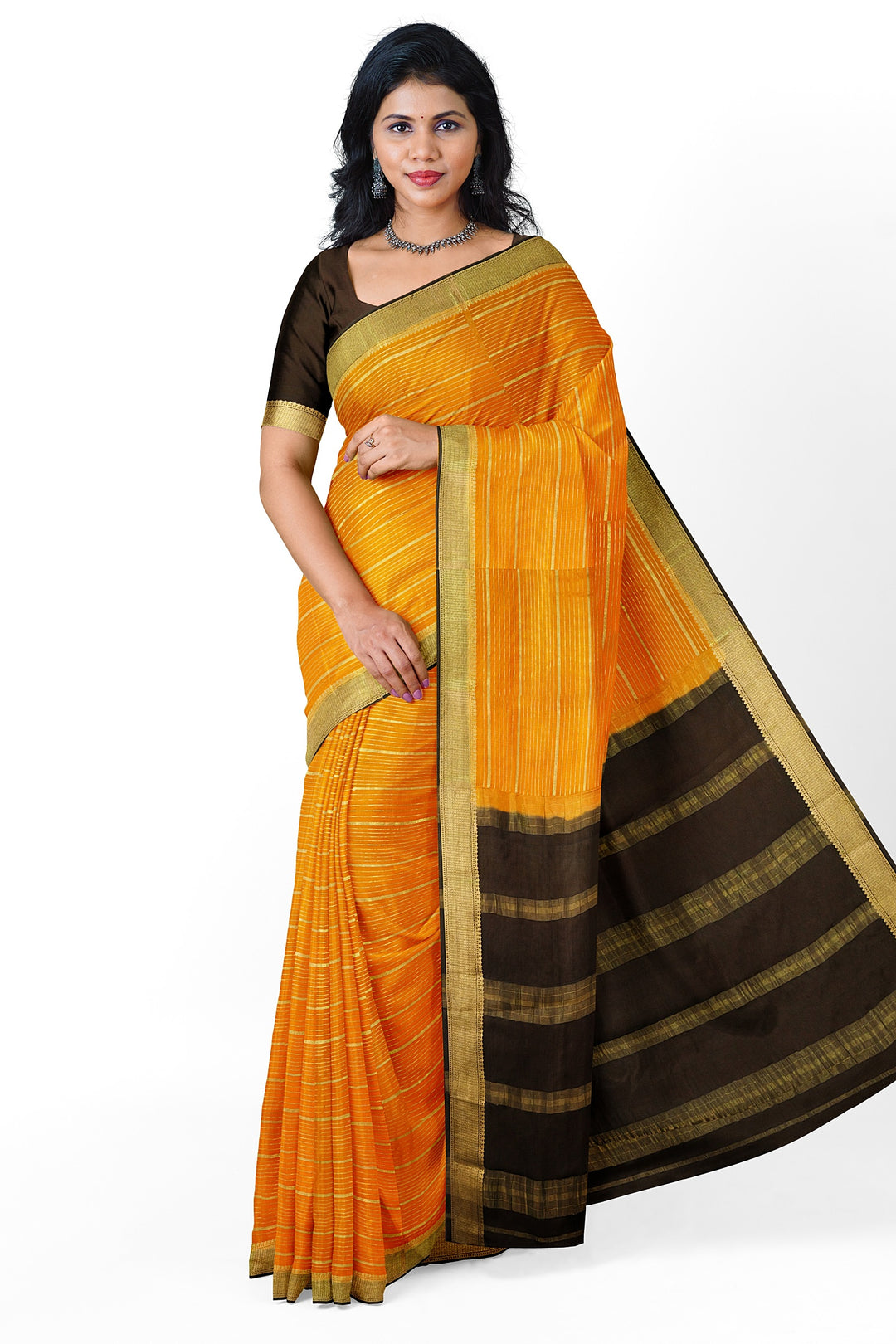 Mustard Yellow Pure Mysore Crepe Silk Saree | SILK MARK CERTIFIED