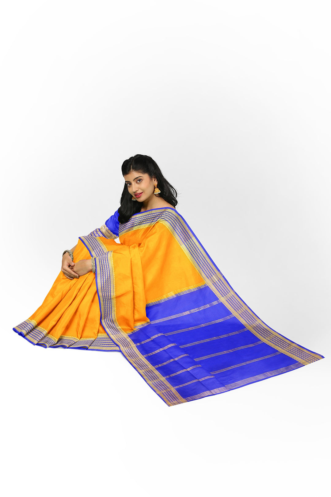 Yellow Colour Pure Mysore Crepe Silk Saree | SILK MARK CERTIFIED
