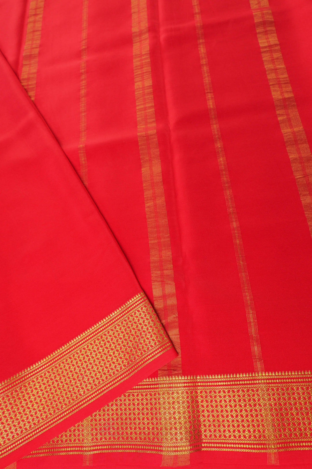 Pink Pure Gold Lace Mysore silk saree with a red gold border with Contrast Blouse