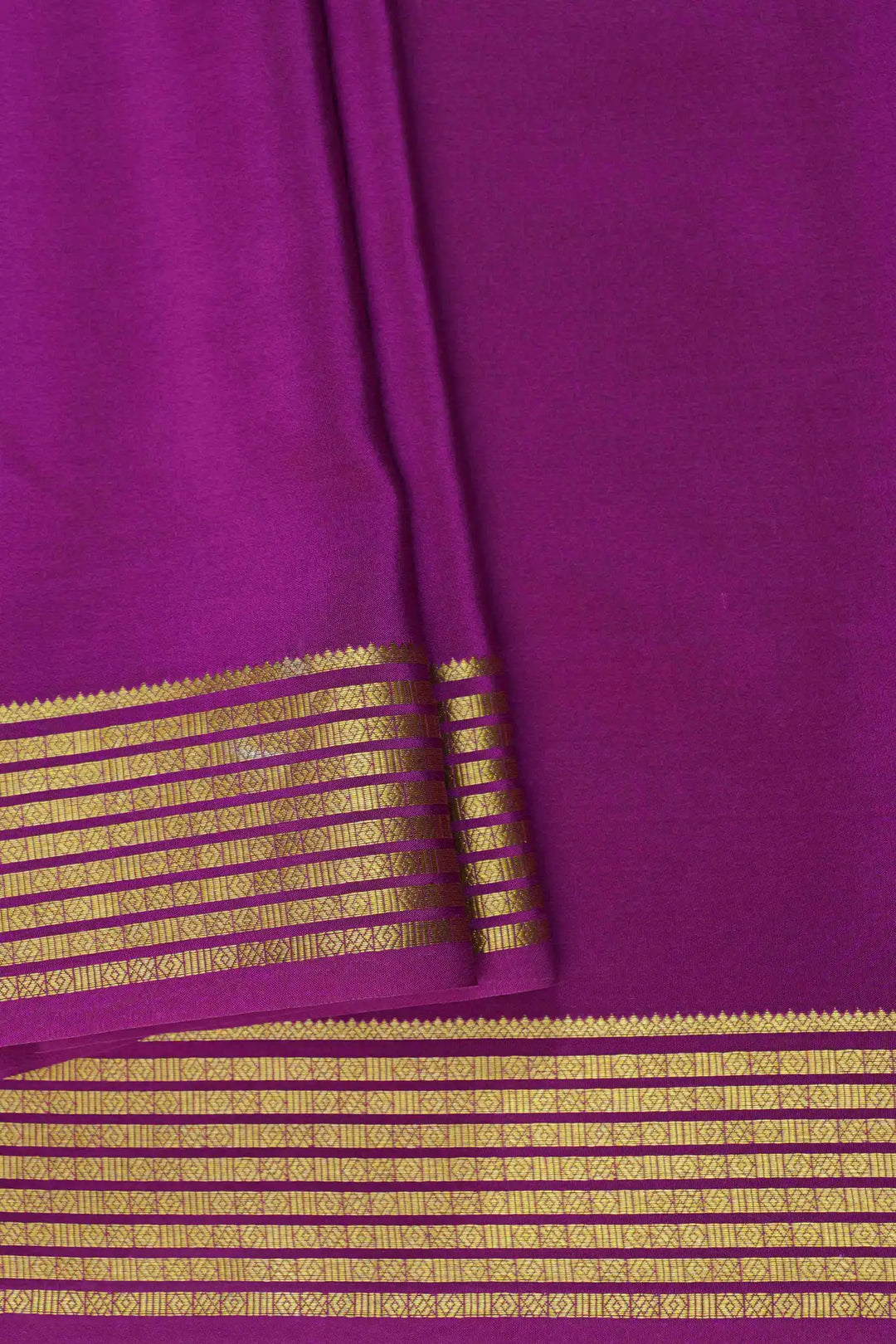 Pure Mysore Silk Saree in Pink Color With Gold Lace Border and Self Pink Blouse