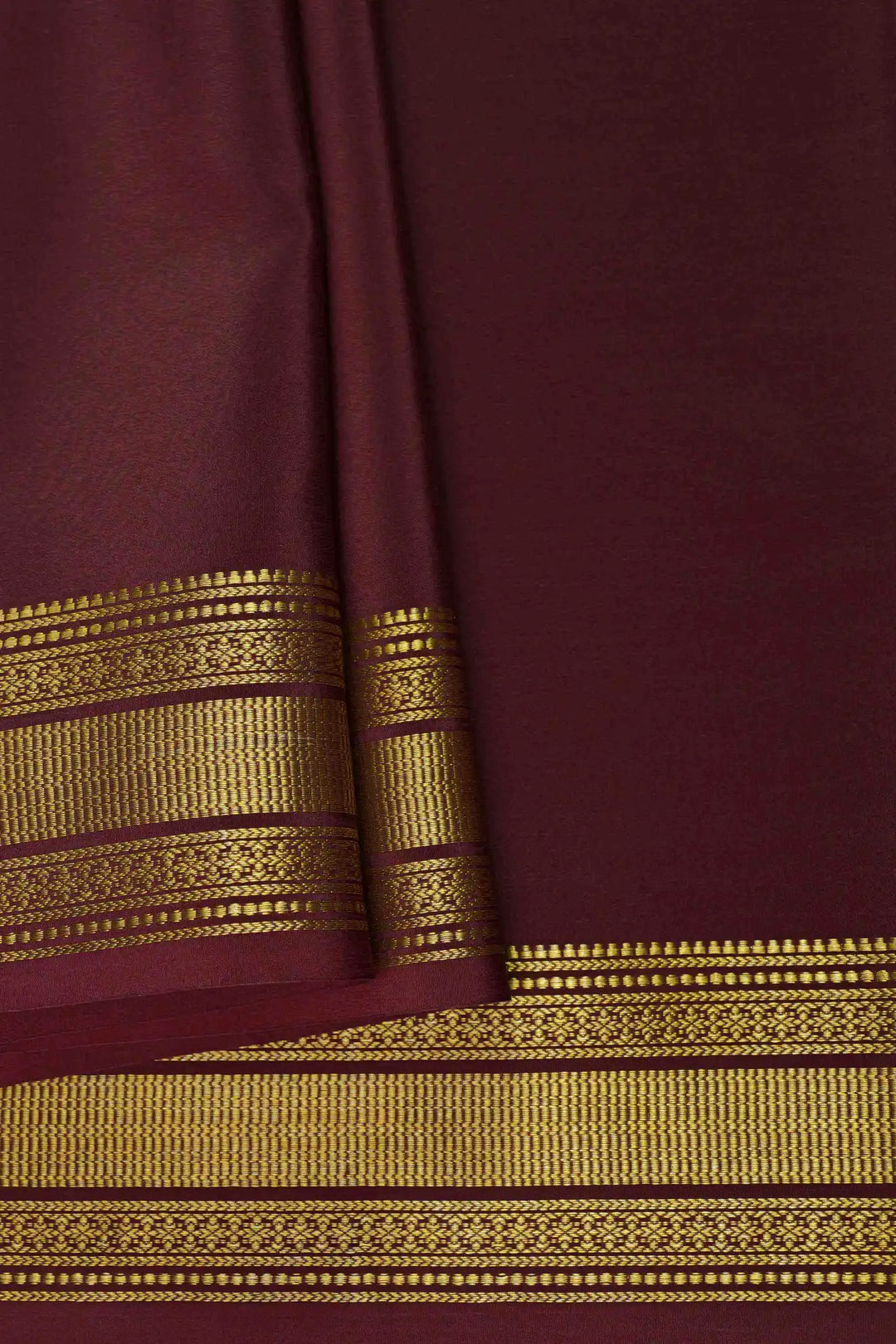 Gatti Border Pure Gold Lace Mysore Silk Saree in Maroon Color with Self Maroon color Blouse