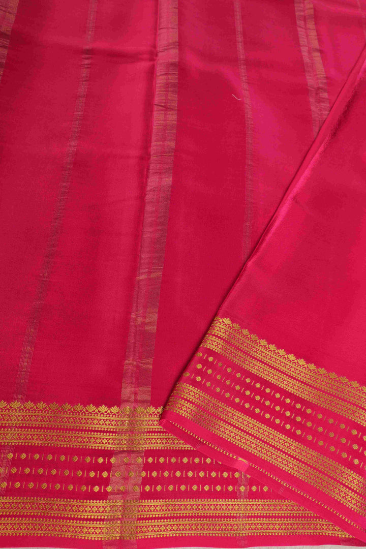 Dotted Butta border Pure Gold Lace Mysore Silk Saree in Grey and Pink Color with Contrast Blouse