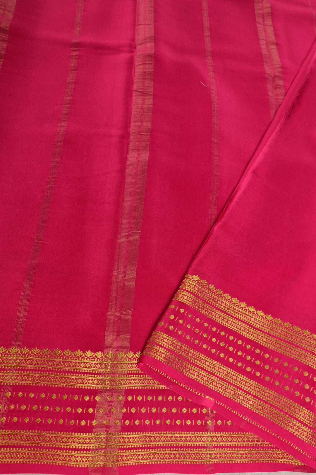 Dotted Butta border Pure Gold Lace Mysore Silk Saree in Baby Pink and Pink Color with Contrast Blouse