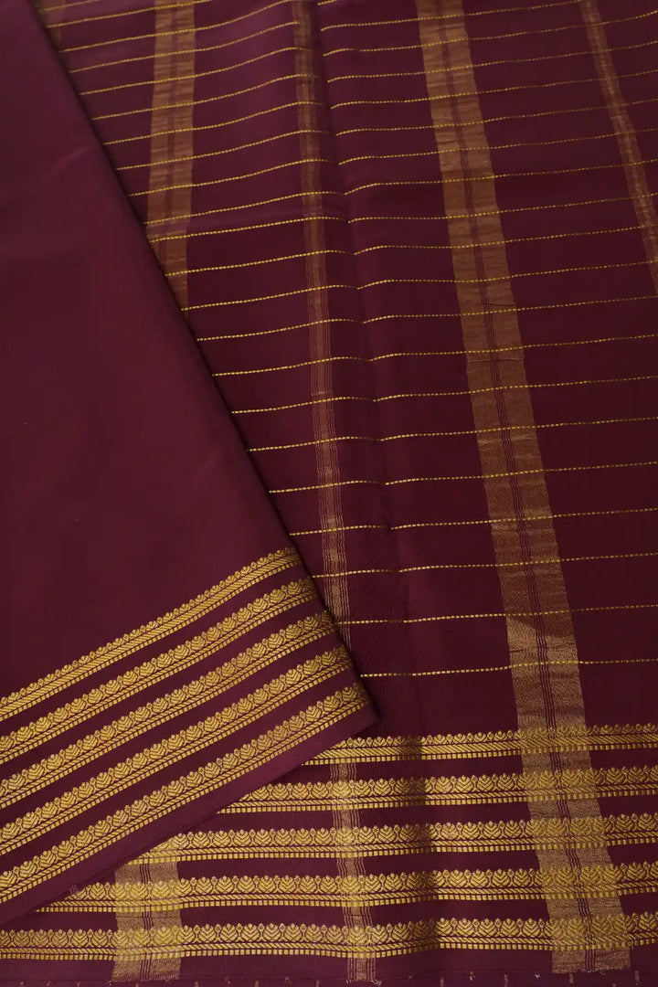 Mysore Silk Saree Lavender with Golden Zari Border