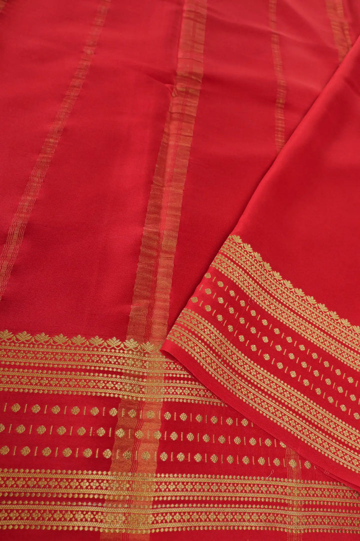 Mysore Silk Saree in Black and Red Color with Contrast Red Blouse