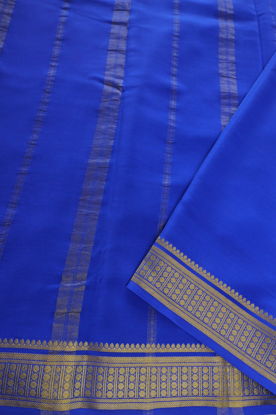 Mysore Silk Saree in Bright Green with Royal Blue Pallu