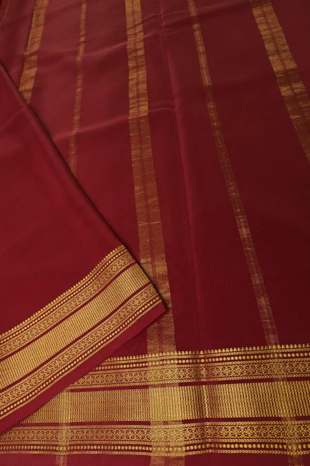  Mysore Silk Saree in Cream and Maroon Color with Gatti Border