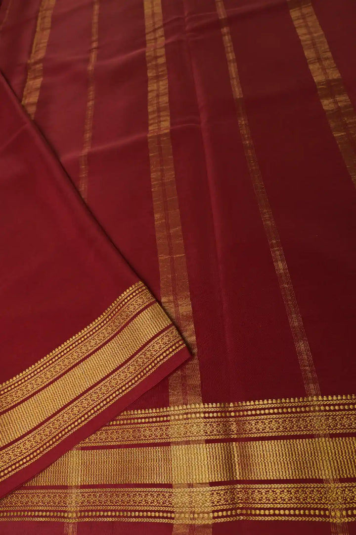  Mysore Silk Saree in Cream and Maroon Color with Gatti Border