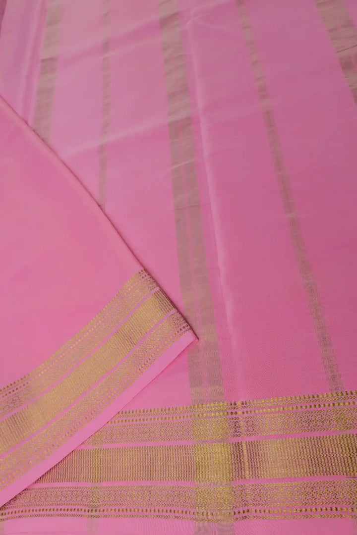 Mysore Silk Saree in Green and Pink Color with Gatti Border 