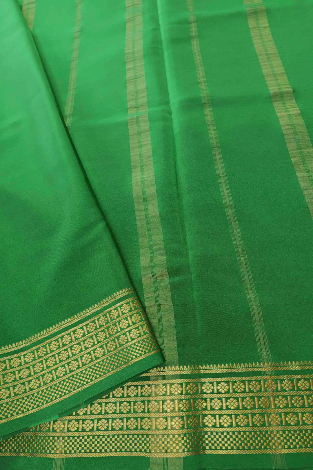 Mysore Silk Saree in Light Green with Gold Zari Work