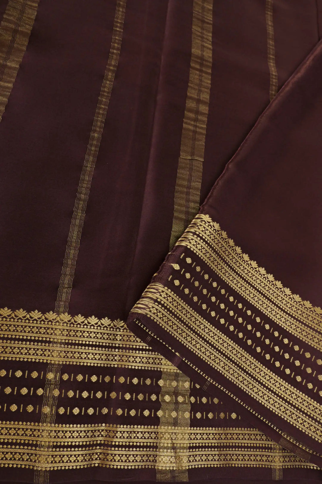 Mysore Silk Saree in Pink and Brown Color with Contrast Brown Color Blouse