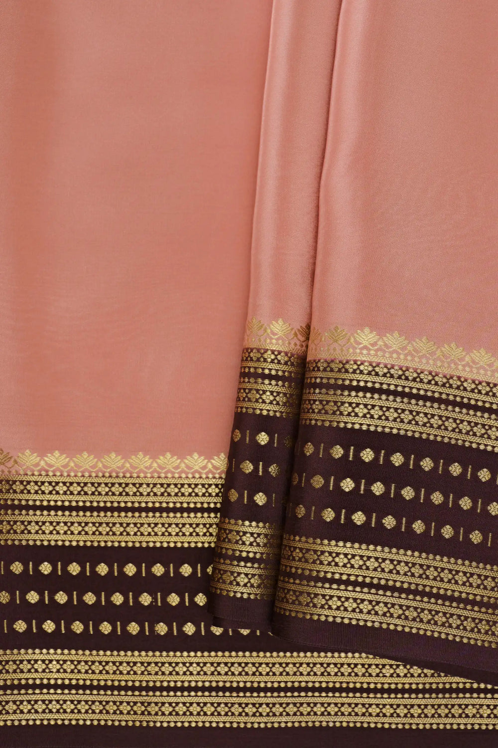  Mysore Silk Saree in Pink and Brown Color with Dotted Butta Border