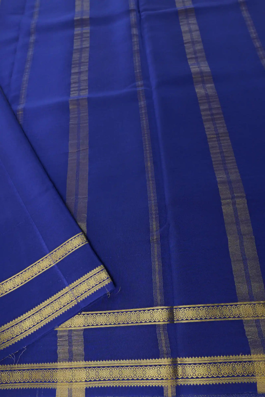 Mysore Silk Saree in Turquoise with Royal Blue Pallu and Golden Lace