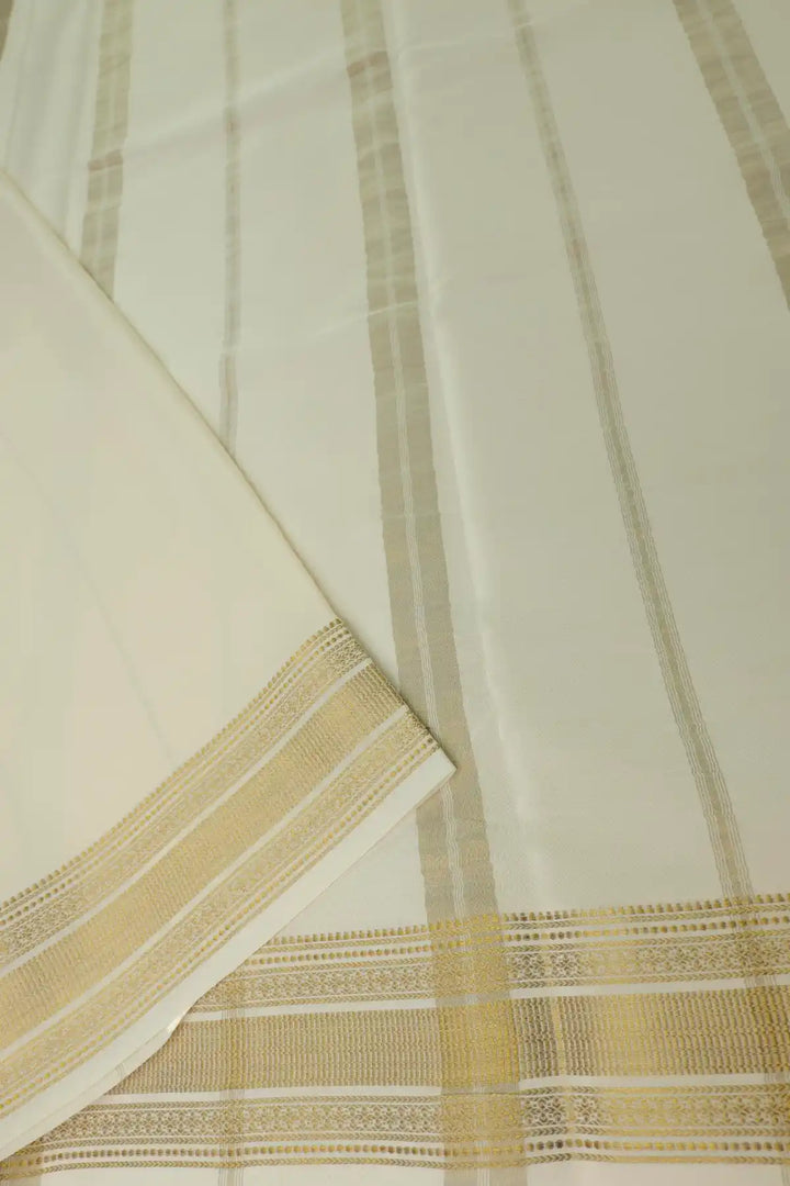 Mysore Silk Saree in White and Purple