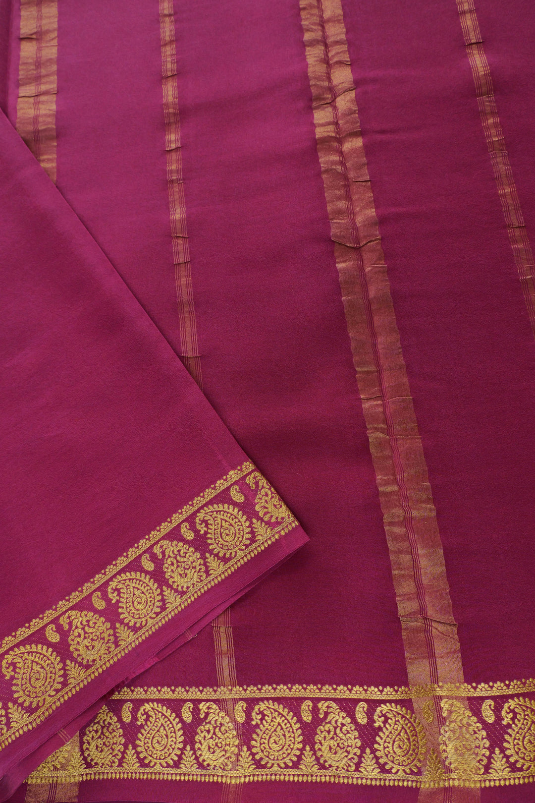 Mysore Silk Saree in pink with purple pallu