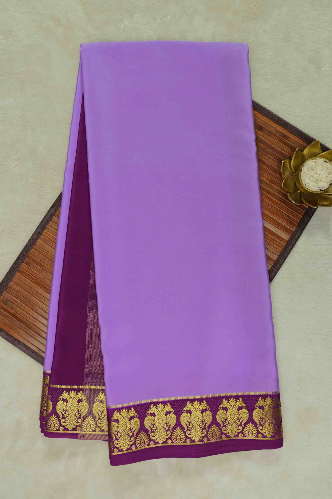 Mysore Silk Saree in purple with gold border