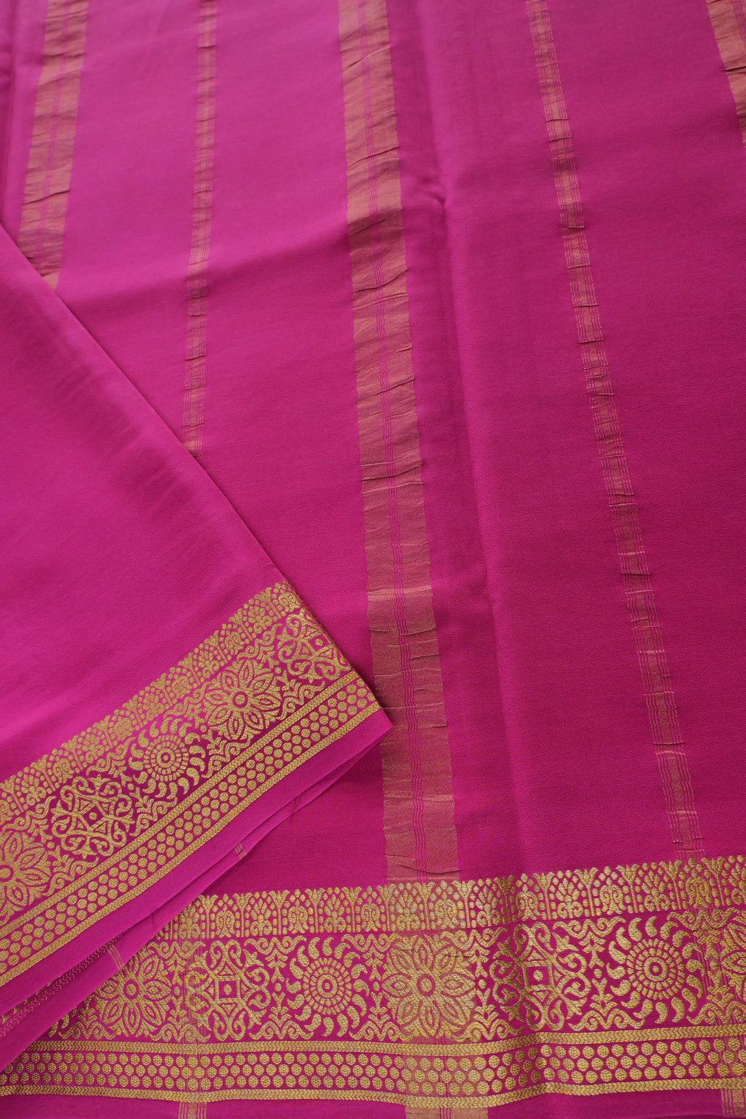Mysore Silk Saree in royal blue color with a pink pallu