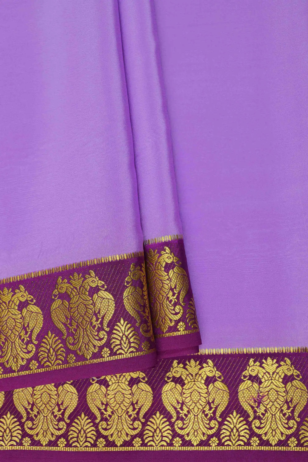 Mysore Silk Saree light purple body with gold woven border