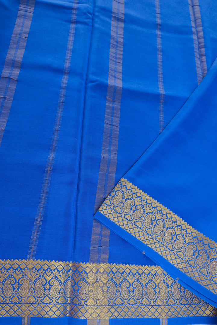 Mysore Silk Saree with blue blouse and zari border