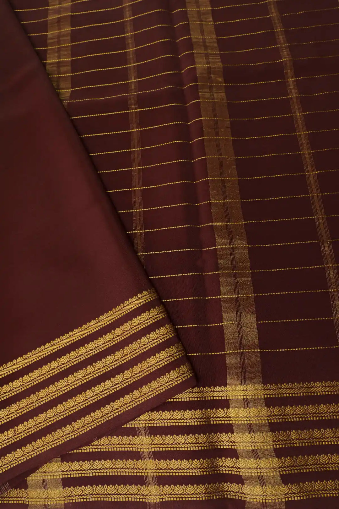 Mysore Silk Sarees In Pink and Brown Color Contrast Brown Blouse