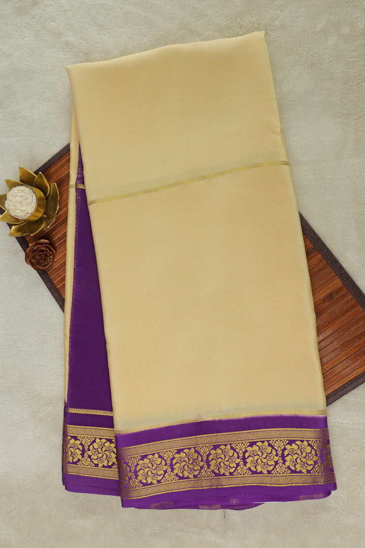  Mysore Silk Sarees in Cream and Purple