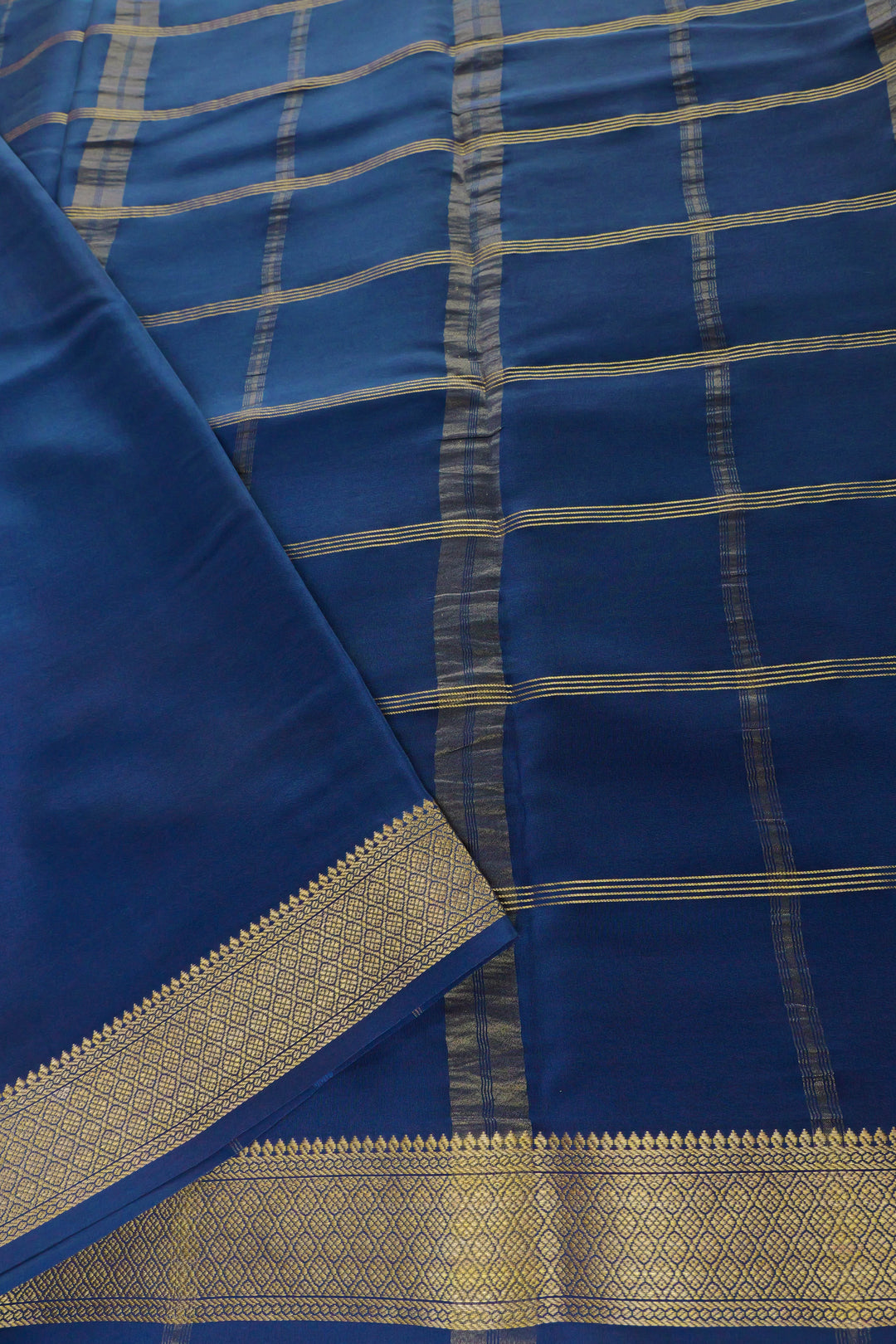 Mysore Silk Sarees in Navy Blue Pallu