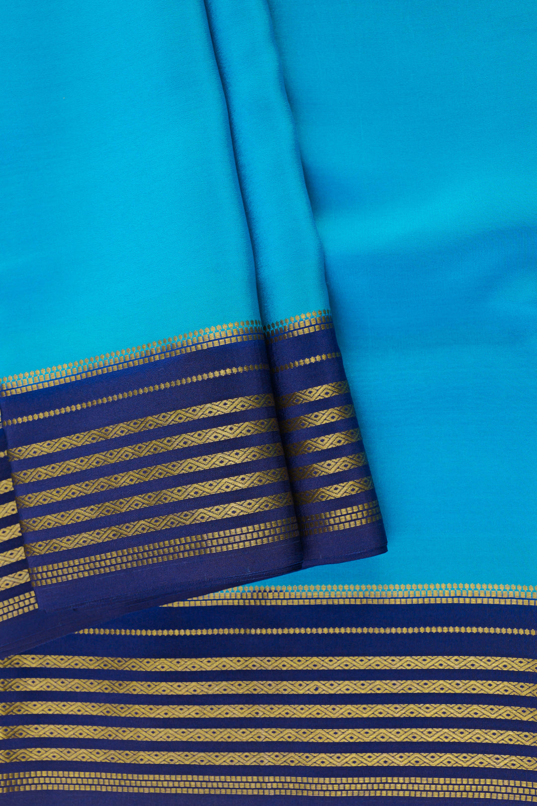 Mysore Silk Sarees in Navy Blue With Gold Border