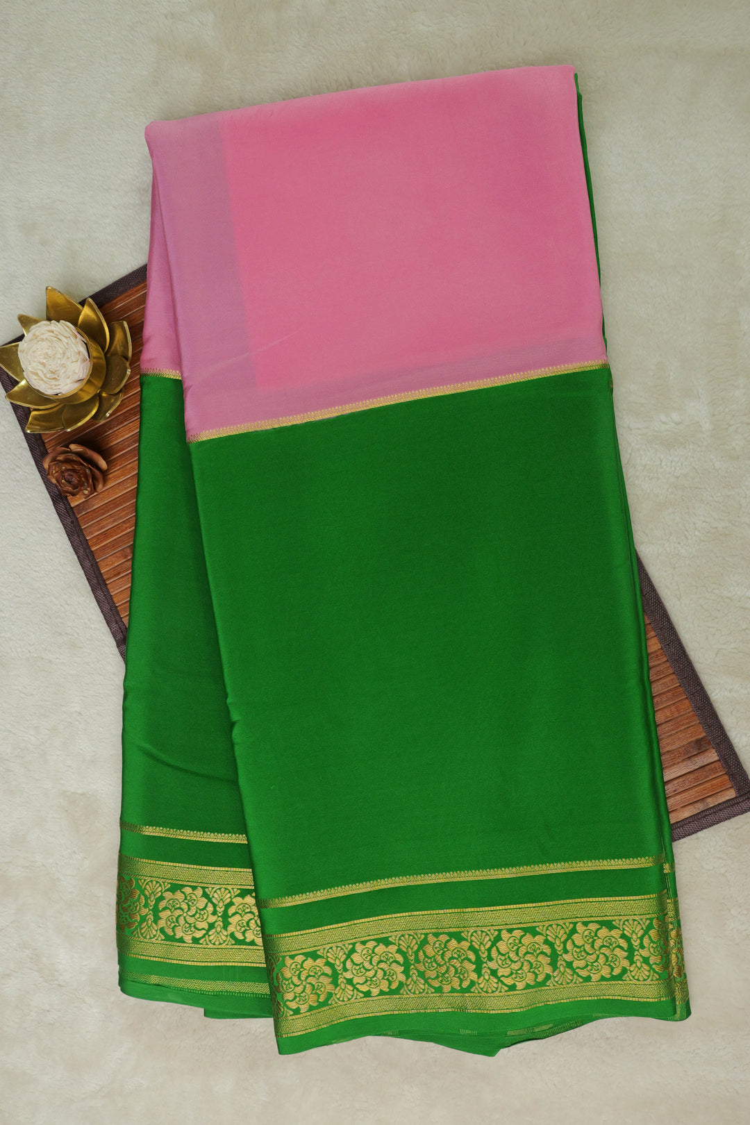 Mysore Silk Sarees in Pink and Green
