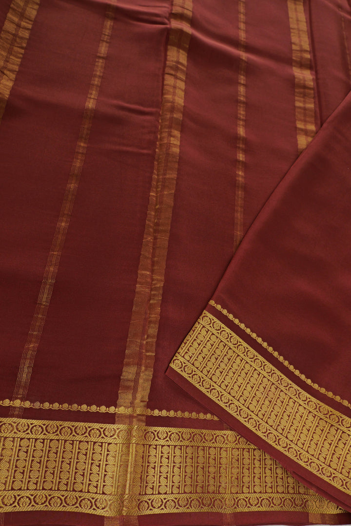 Mysore silk saree in yellow color with rich maroon pallu