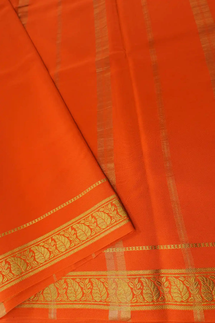 Mysore silk saree with contrast orange border