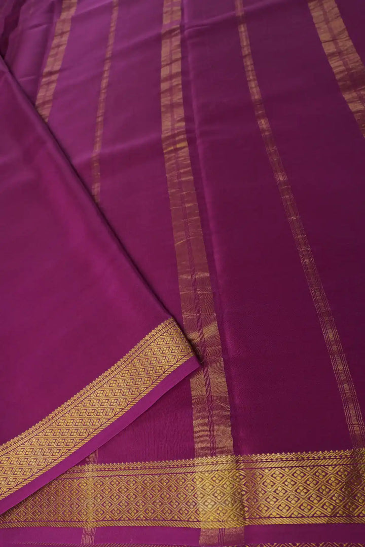 Mysore silk saree with contrast purple border