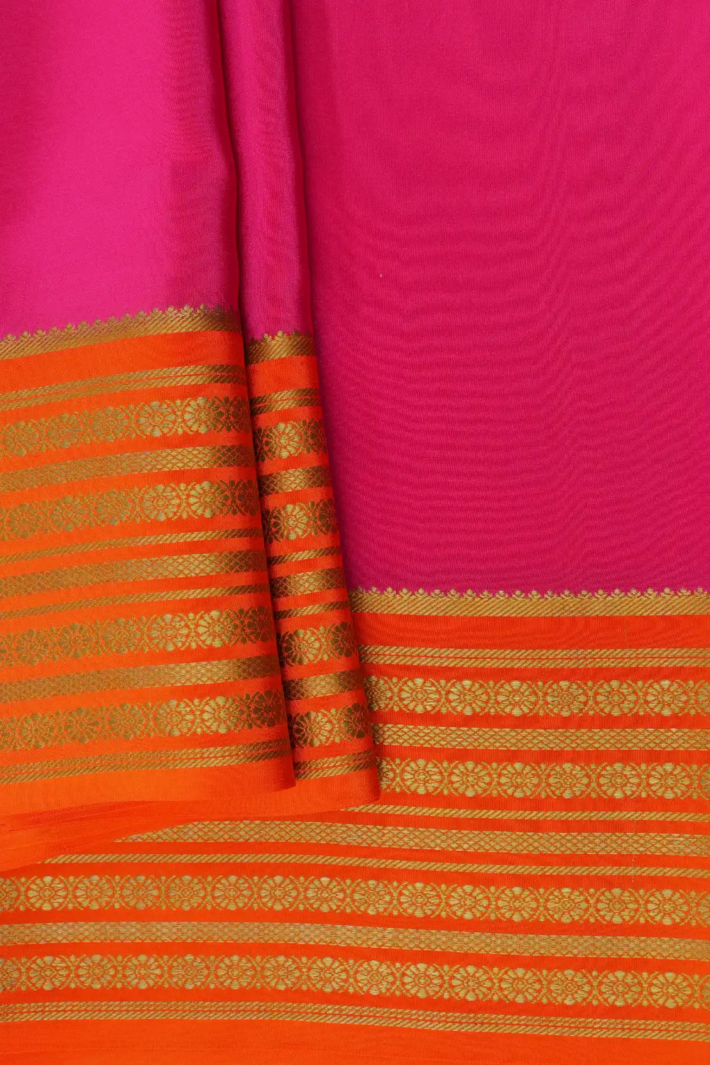 Mysore silk saree with gold striped border