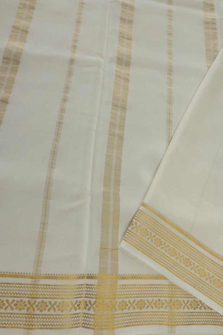 Mysore silk saree with golden border and cream pallu
