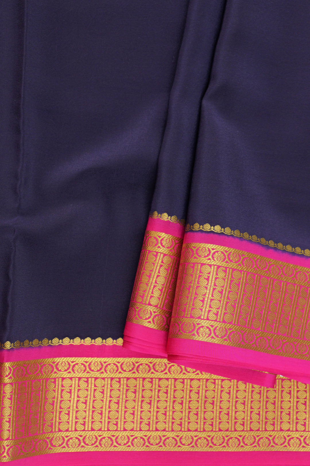 Mysore silk saree with navy blue and zari border