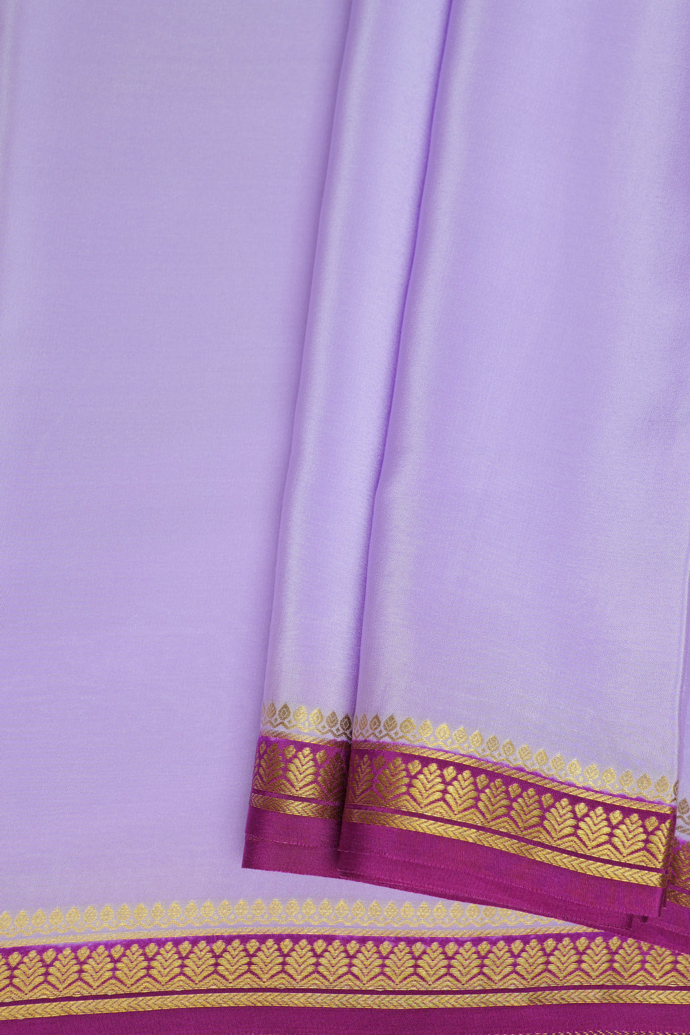 Mysore silk sarees in light purple with gold and purple border