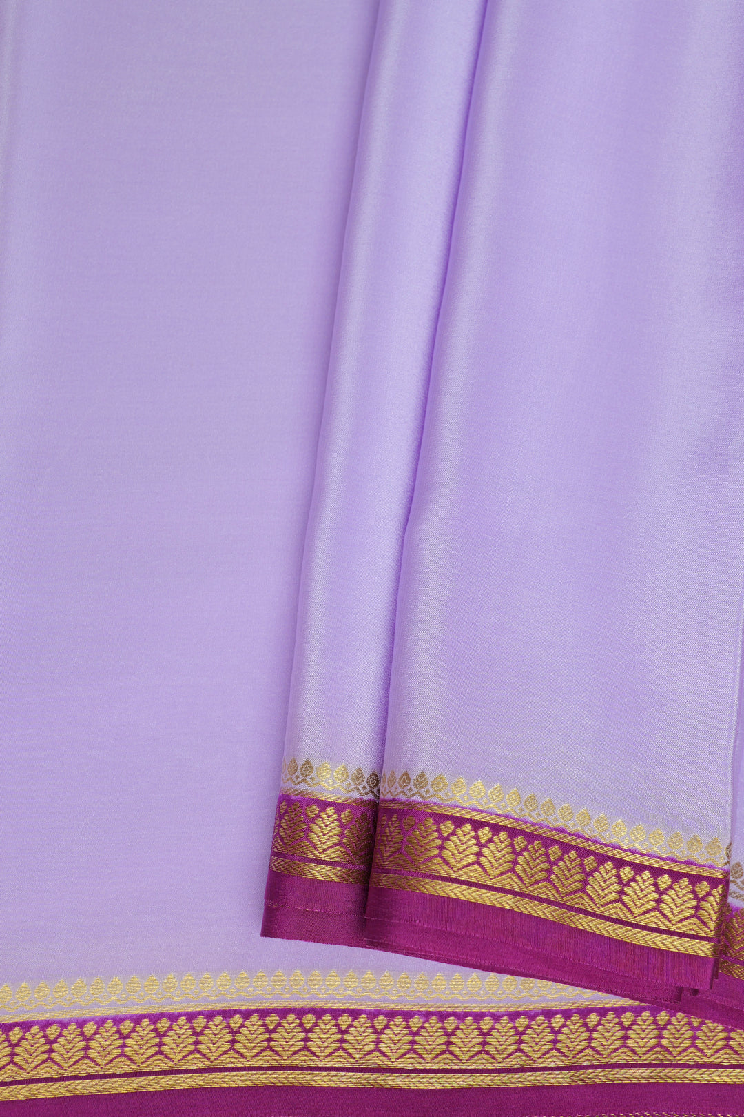 Mysore silk sarees in light purple with gold and purple border