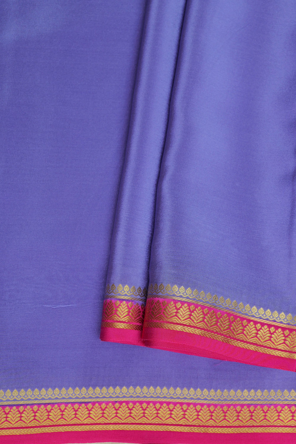 Mysore silk sarees in purple with pink and gold border