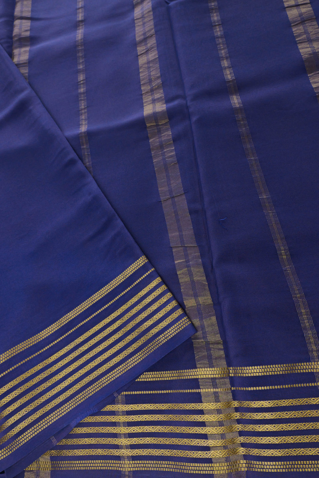 Navy Blue Pallu With Gold Zari In Mysore Silk Sarees