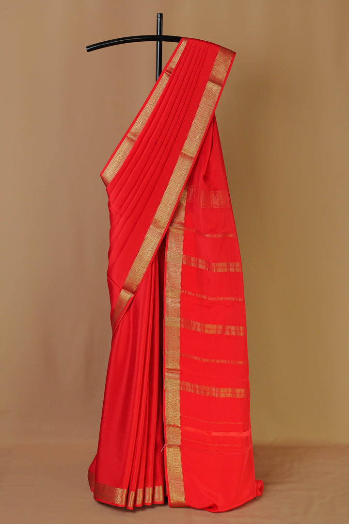 ORANGE CREPE PURE SILK SAREES